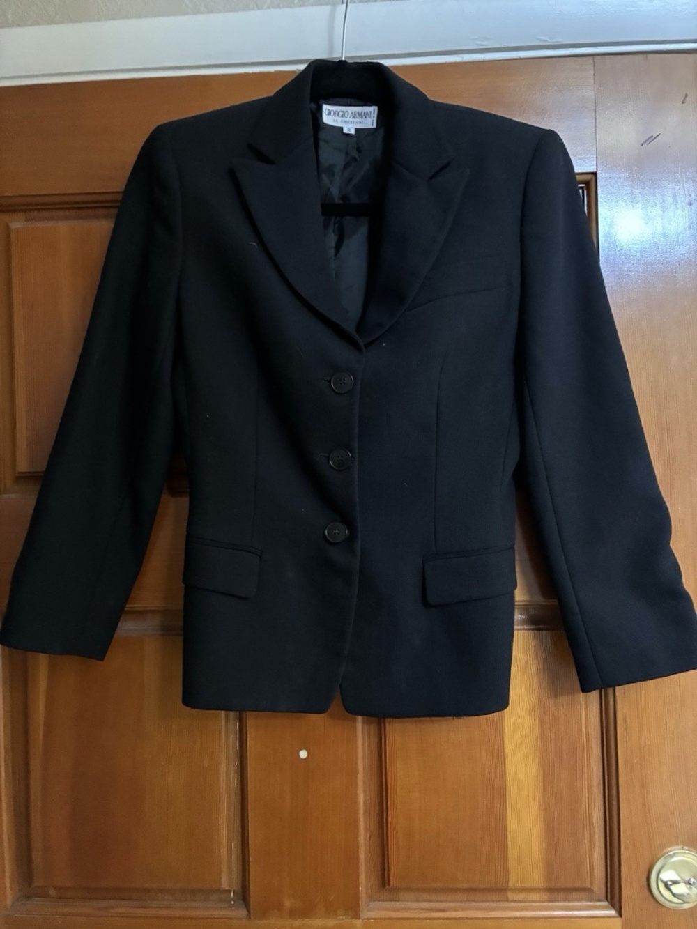 VTG. Giorgio Armani Le Collezioni Womens Black Wool Man Tailored Blazer SZ 2